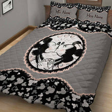 Load image into Gallery viewer, Personalized Mouse Ears Quilt Set Custom Couple Gift