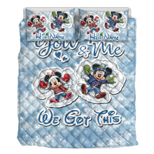 Load image into Gallery viewer, Personalized Christmas Mouse Quilt Set Custom Names Gift for Couples