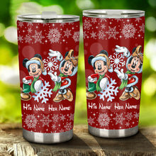Load image into Gallery viewer, Personalized Christmas Tumbler with Snowflakes & Names for Couples