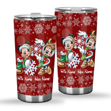 Load image into Gallery viewer, Personalized Christmas Tumbler with Snowflakes & Names for Couples