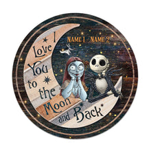Load image into Gallery viewer, Personalized Round Wood Sign Love You To The Moon Gift for Couples