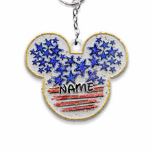 Load image into Gallery viewer, Personalized Independence Day Mouse Ears Keychain Custom Name Gift