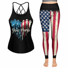 Load image into Gallery viewer, Personalized Independence Day Cross Tank Top & Leggings for Women