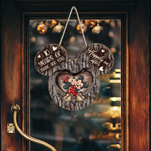 Load image into Gallery viewer, Personalized Mouse Ears Heart Wood Sign Custom for Couples