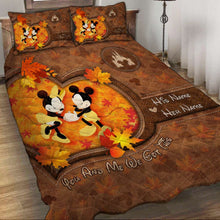 Load image into Gallery viewer, Personalized Mouse Quilt Set with Fall Leaves Custom Names Gift for Couple