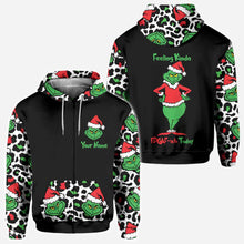 Load image into Gallery viewer, Personalized Grinch All Over Hoodie Custom Name Holiday Gift