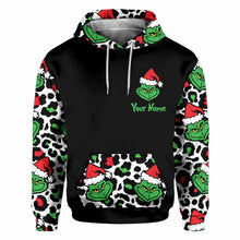 Load image into Gallery viewer, Personalized Grinch All Over Hoodie Custom Name Holiday Gift