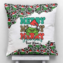 Load image into Gallery viewer, Personalized Grinch Christmas Throw Pillow Custom Name Gift