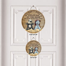 Load image into Gallery viewer, Personalized Couple Round Wood Sign Haunted Home Decor Gift