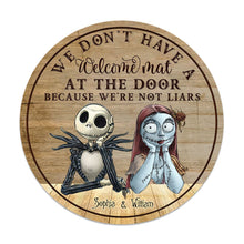 Load image into Gallery viewer, Personalized Couple Round Wood Sign Haunted Home Decor Gift
