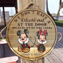 Load image into Gallery viewer, Personalized Round Wood Sign Welcome Mat Couple Gift