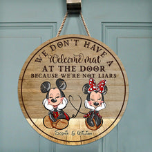 Load image into Gallery viewer, Personalized Round Wood Sign Welcome Mat Couple Gift