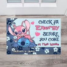 Load image into Gallery viewer, Personalized Couple Doormat Check Your Energy Home Décor Gift