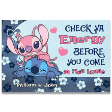 Load image into Gallery viewer, Personalized Couple Doormat Check Your Energy Home Décor Gift