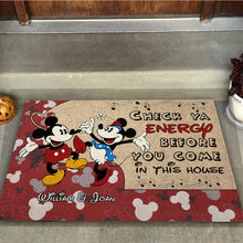 Load image into Gallery viewer, Personalized Mickey Mouse Couple Doormat Custom Name Gift