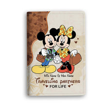 Load image into Gallery viewer, Personalized Mickey & Minnie Mouse Passport Holder Custom Name Travel Gift