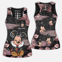 Load image into Gallery viewer, Personalized Pink Mouse Ears Hollow Tank Top & Leggings Set