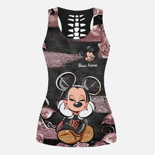 Load image into Gallery viewer, Personalized Pink Mouse Ears Hollow Tank Top & Leggings Set