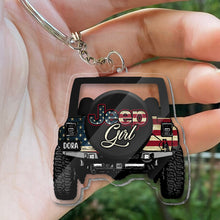 Load image into Gallery viewer, Personalized Jeep Girl Transparent Keychain Custom Name Gift