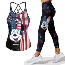 Load image into Gallery viewer, Personalized 4th of July Mouse Cross Tank Top & Leggings Set