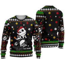 Load image into Gallery viewer, Personalized Nightmare Before Christmas Sweater Custom Name Holiday Gift
