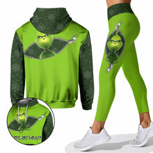 Load image into Gallery viewer, Personalized Grinch Christmas Hoodie and Leggings Set for Holiday Fun