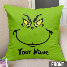 Load image into Gallery viewer, Personalized Grinch Throw Pillow with Custom Name Gift for Christmas