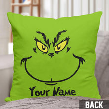 Load image into Gallery viewer, Personalized Grinch Throw Pillow with Custom Name Gift for Christmas