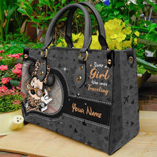 Load image into Gallery viewer, Personalized Leather Handbag Just A Girl Who Loves Traveling Gift for Women