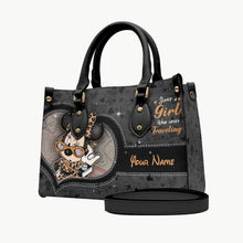 Load image into Gallery viewer, Personalized Leather Handbag Just A Girl Who Loves Traveling Gift for Women
