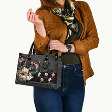 Load image into Gallery viewer, Personalized Leather Handbag with Floral Mouse Ears Gift for Grandma