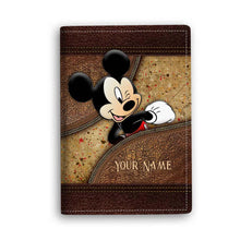 Load image into Gallery viewer, Personalized Disney Mouse Passport Holder Custom Name Gift for Travelers