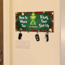 Load image into Gallery viewer, Personalized Wood Key Rack with Grinch Design for Christmas Gift