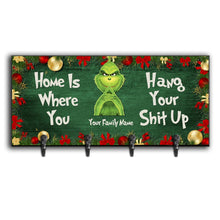 Load image into Gallery viewer, Personalized Wood Key Rack with Grinch Design for Christmas Gift