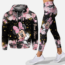 Load image into Gallery viewer, Personalized Black Pink Mouse Ears Hoodie & Leggings Set for Girls Birthday Gift
