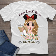 Load image into Gallery viewer, Personalized Mouse Ears & Books T-Shirt for Girls - Custom Name Gift