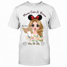 Load image into Gallery viewer, Personalized Mouse Ears & Books T-Shirt for Girls - Custom Name Gift