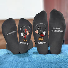 Load image into Gallery viewer, Personalized Mouse Ears Socks Custom Name Gift for Couples