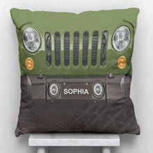Load image into Gallery viewer, Personalized Jeep Throw Pillow Custom Name Gift for Dad
