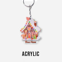 Load image into Gallery viewer, Personalized Gingerbread House Keychain Custom Name Gift
