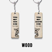 Load image into Gallery viewer, Personalized Yoda Mom and Daughter Keychain Custom Name Gift