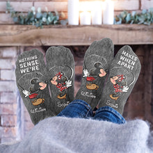 Load image into Gallery viewer, Personalized Couple Mouse Socks Custom Names Gift for Him/Her