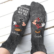 Load image into Gallery viewer, Personalized Couple Mouse Socks Custom Names Gift for Him/Her