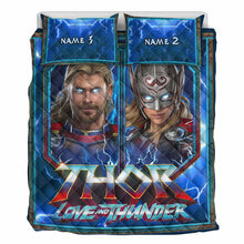 Load image into Gallery viewer, Personalized Thor Love and Thunder Quilt Set Custom Names Gift for Couples