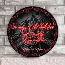 Load image into Gallery viewer, Personalized Couple Round Wood Sign with Dark Design for Home Decor