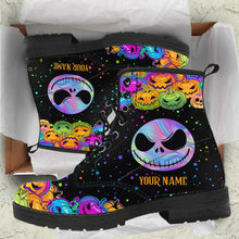 Load image into Gallery viewer, Personalized Pumpkin King Leather Boots Custom Name Gift
