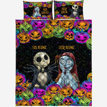 Load image into Gallery viewer, Personalized Nightmare Before Christmas Quilt Set for Couples