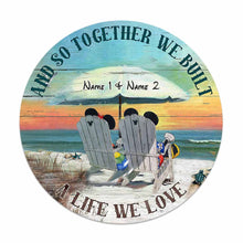 Load image into Gallery viewer, Personalized Round Wood Sign Custom Names for Wedding Anniversary Gift