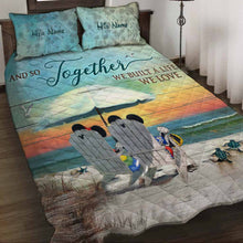Load image into Gallery viewer, Personalized Beach Themed Quilt Set Custom Names for Couples
