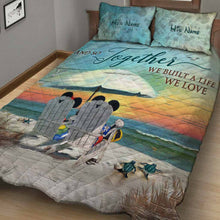 Load image into Gallery viewer, Personalized Beach Themed Quilt Set Custom Names for Couples